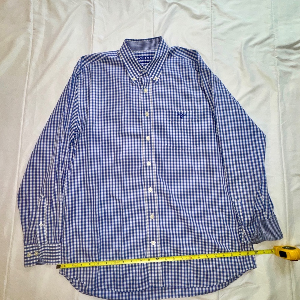 Barbour Blue and White Checked Button-Down Shirt